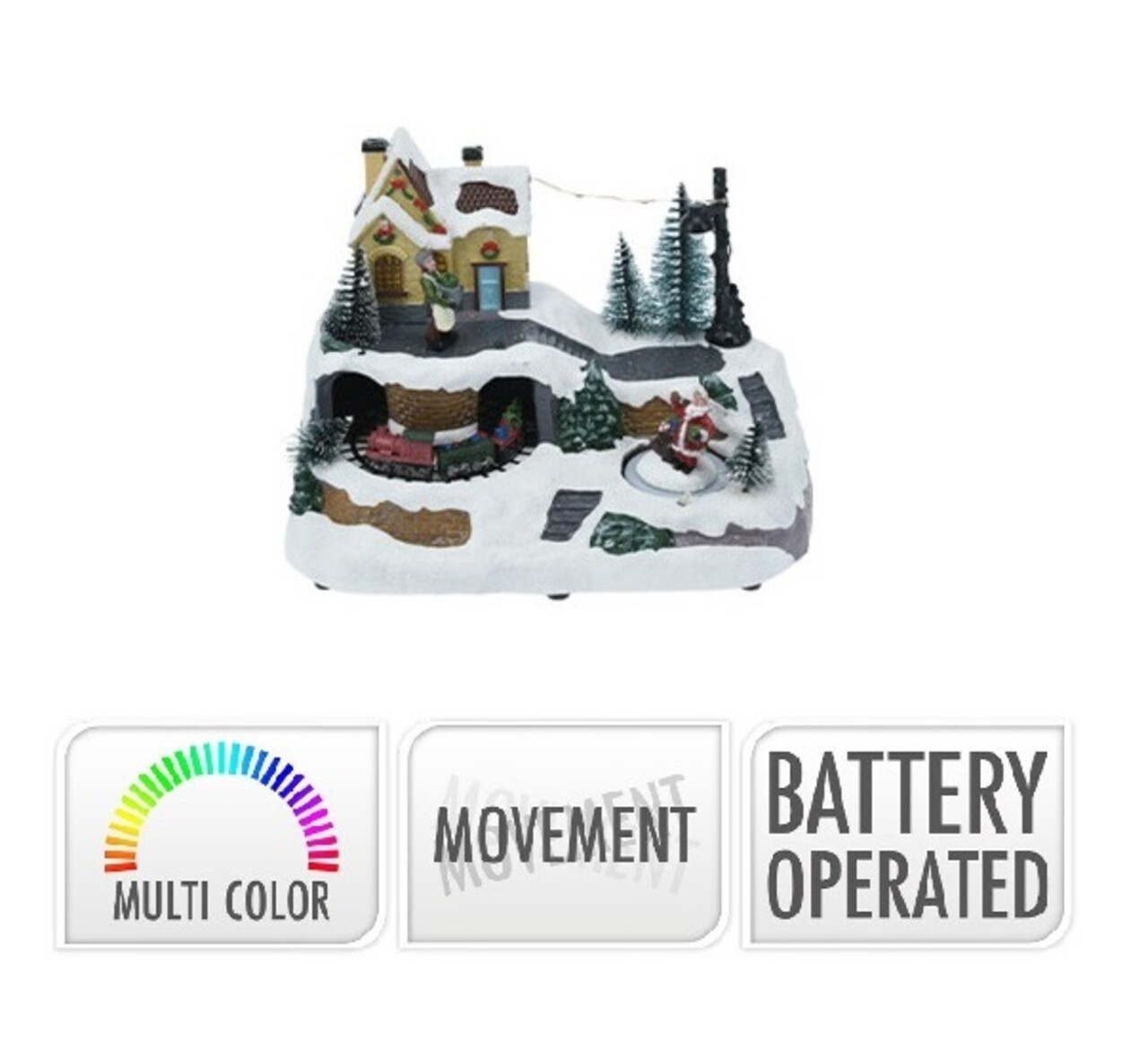 Decoratiune cu functie de miscare si lumini Winter Scene Santa on ice v2, 23.5x16x17 cm, cu baterii - imagine 6